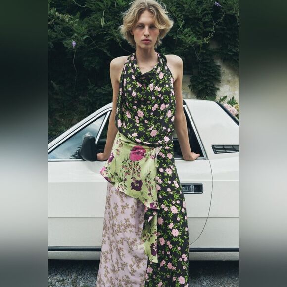 100% SILK PRINTED DRESS LIMITED EDITION NWT ZARA - Picture 3 of 16